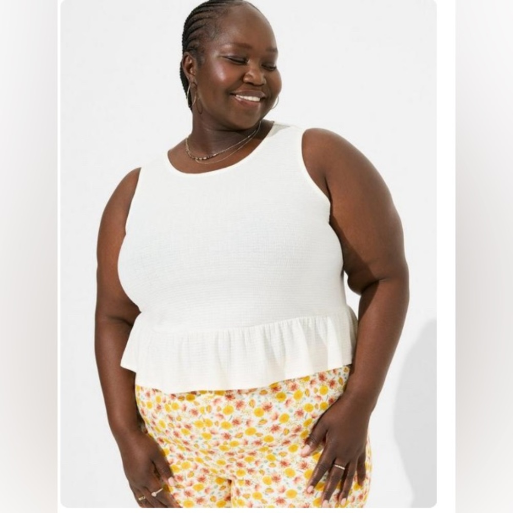 Torrid 3X Texture Knit High Neck Ruffle Crop Top